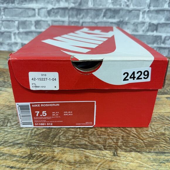Nike Roshe Run Black Dark Charcoal Pink 511881-012 Mens Size 7.5 New Rare - Picture 7 of 7